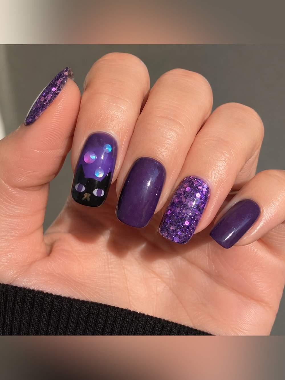 ImPRESS Spooky Purple Cat Glitter Press-On Nails